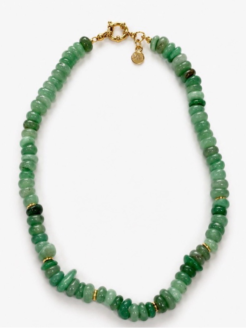 Mayamar Green Aventurine Beaded Necklace with Gold
Accents - Picture 2 of 2